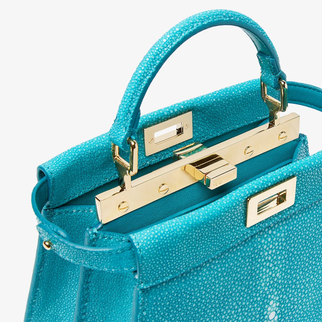 FENDI Peekaboo ISeeU Petite Turquoise stingray leather bag - Image 2